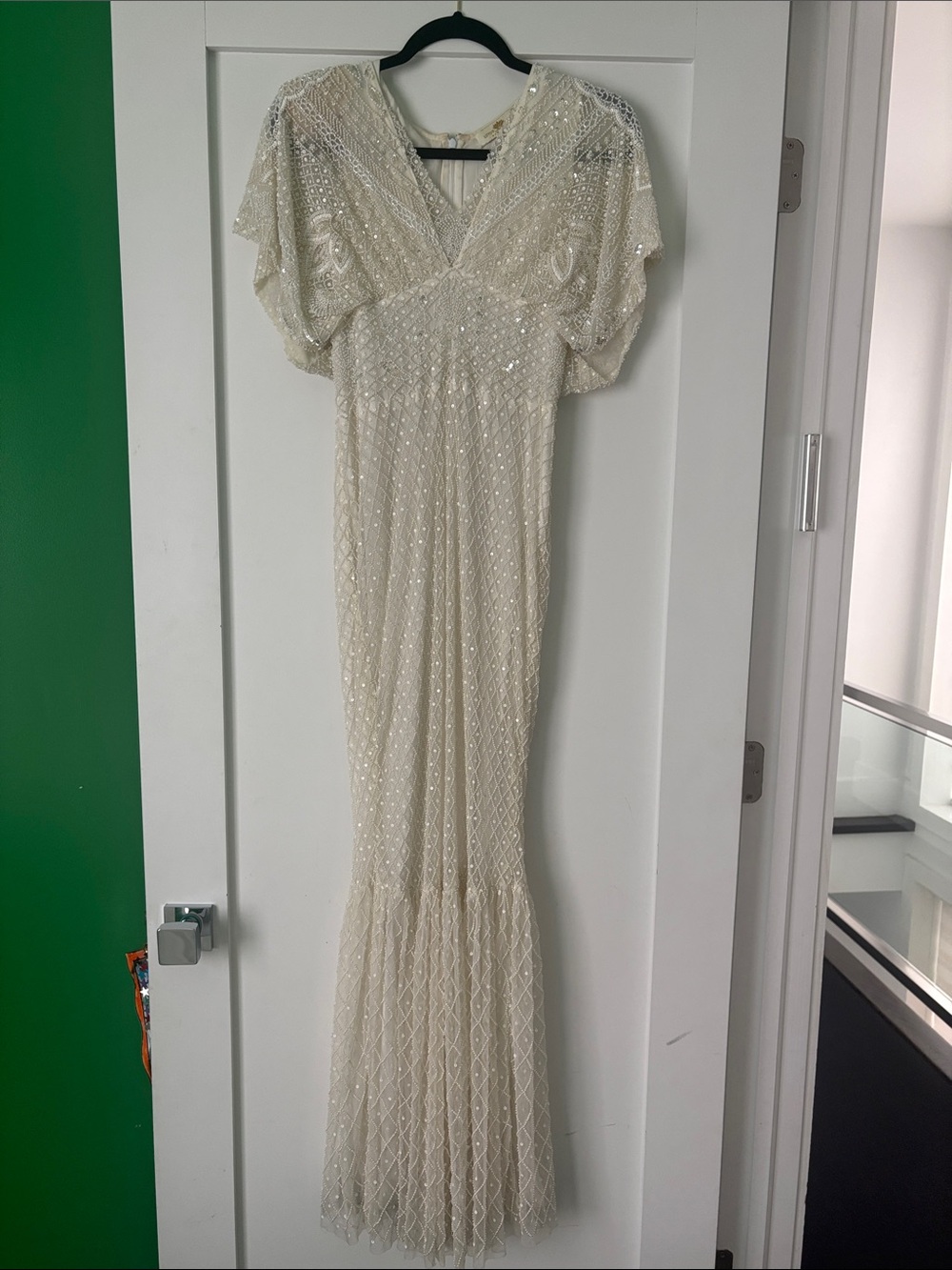 Lotus Threads Ivory bead & sequins gown wedding dress size 4